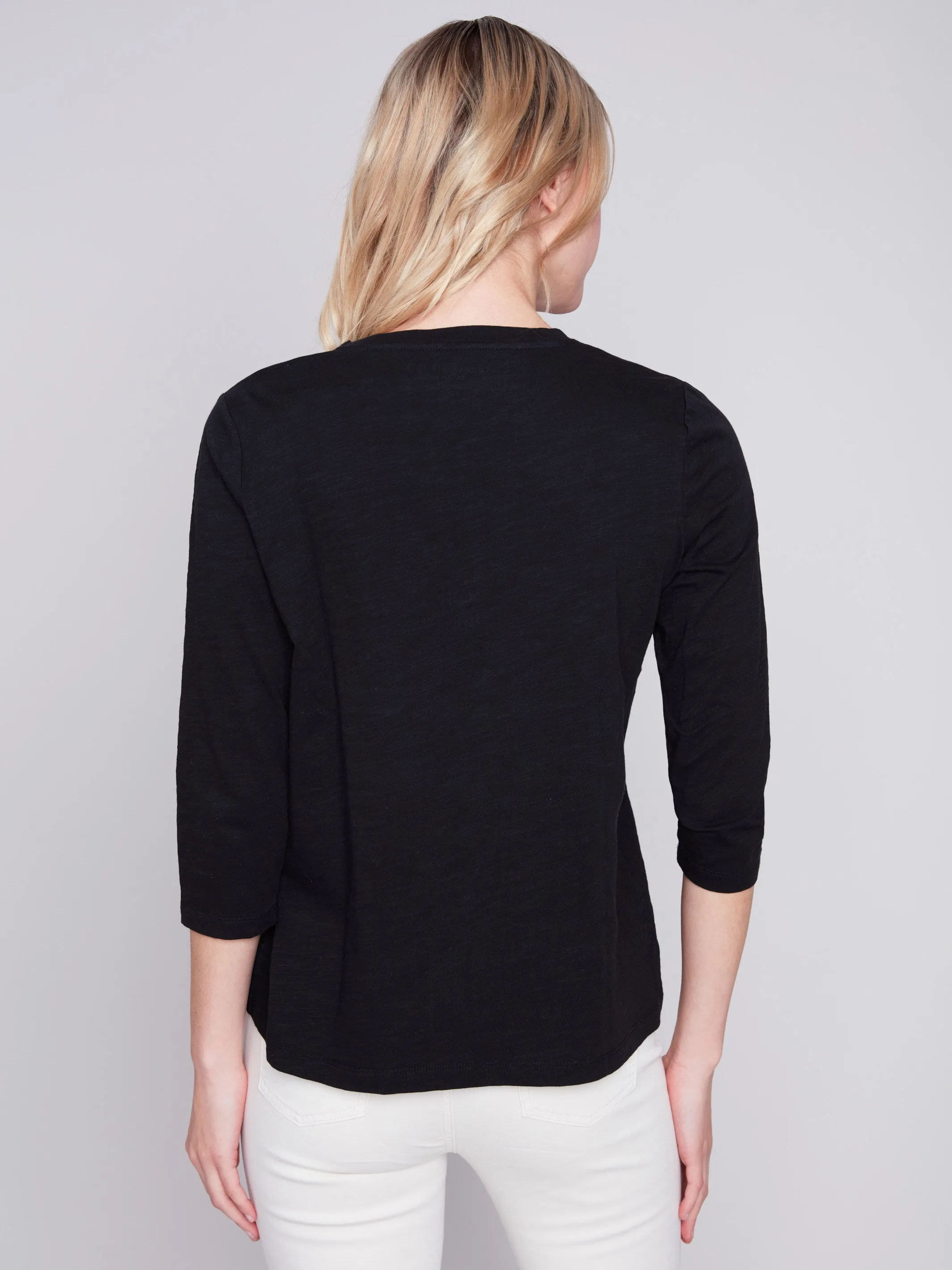 Organic Cotton Slub Knit Top - Black sold by Charlie B product image thumbnail 5