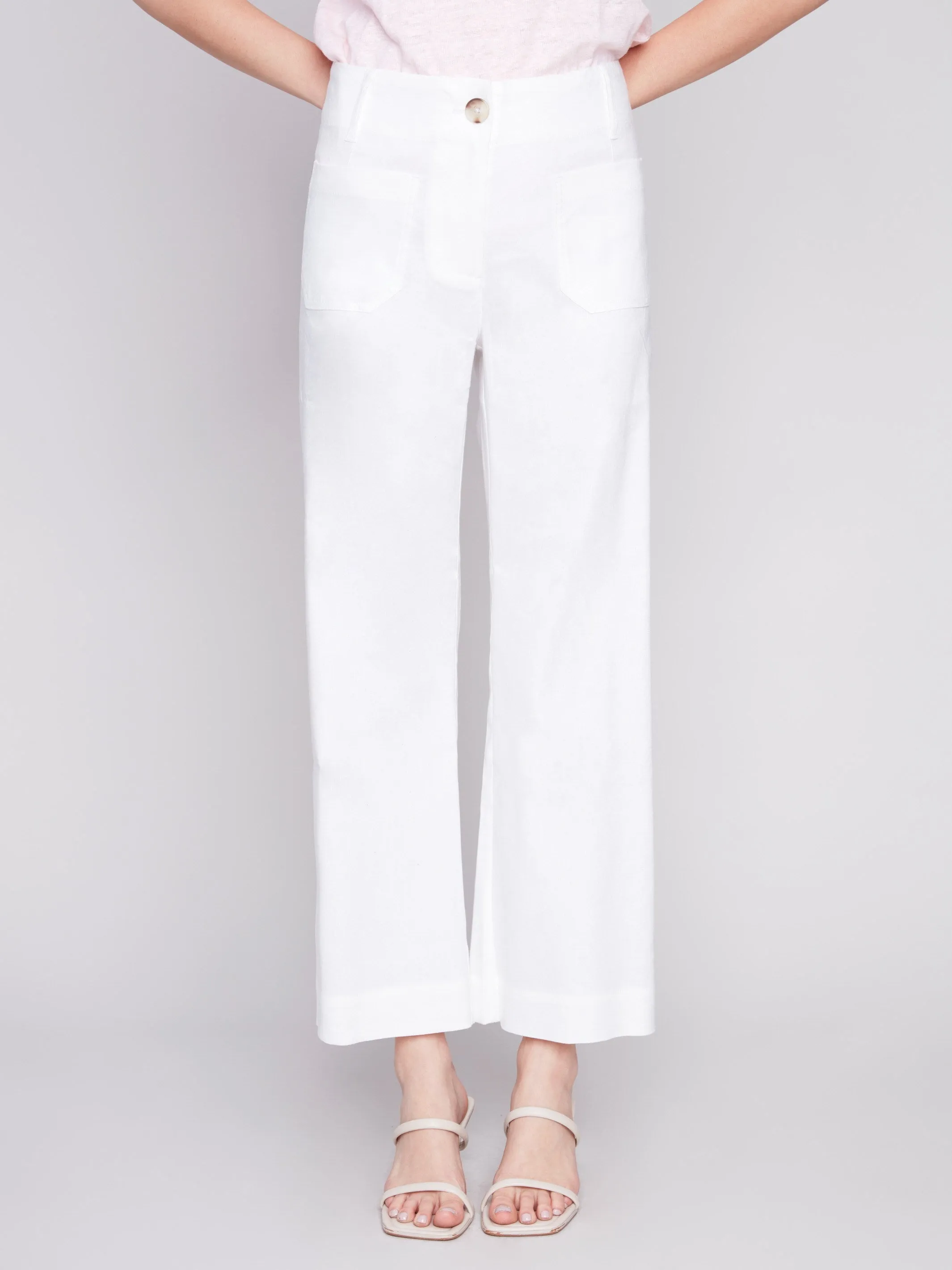 Cropped Linen Blend Pants - White sold by Charlie B product image thumbnail 3