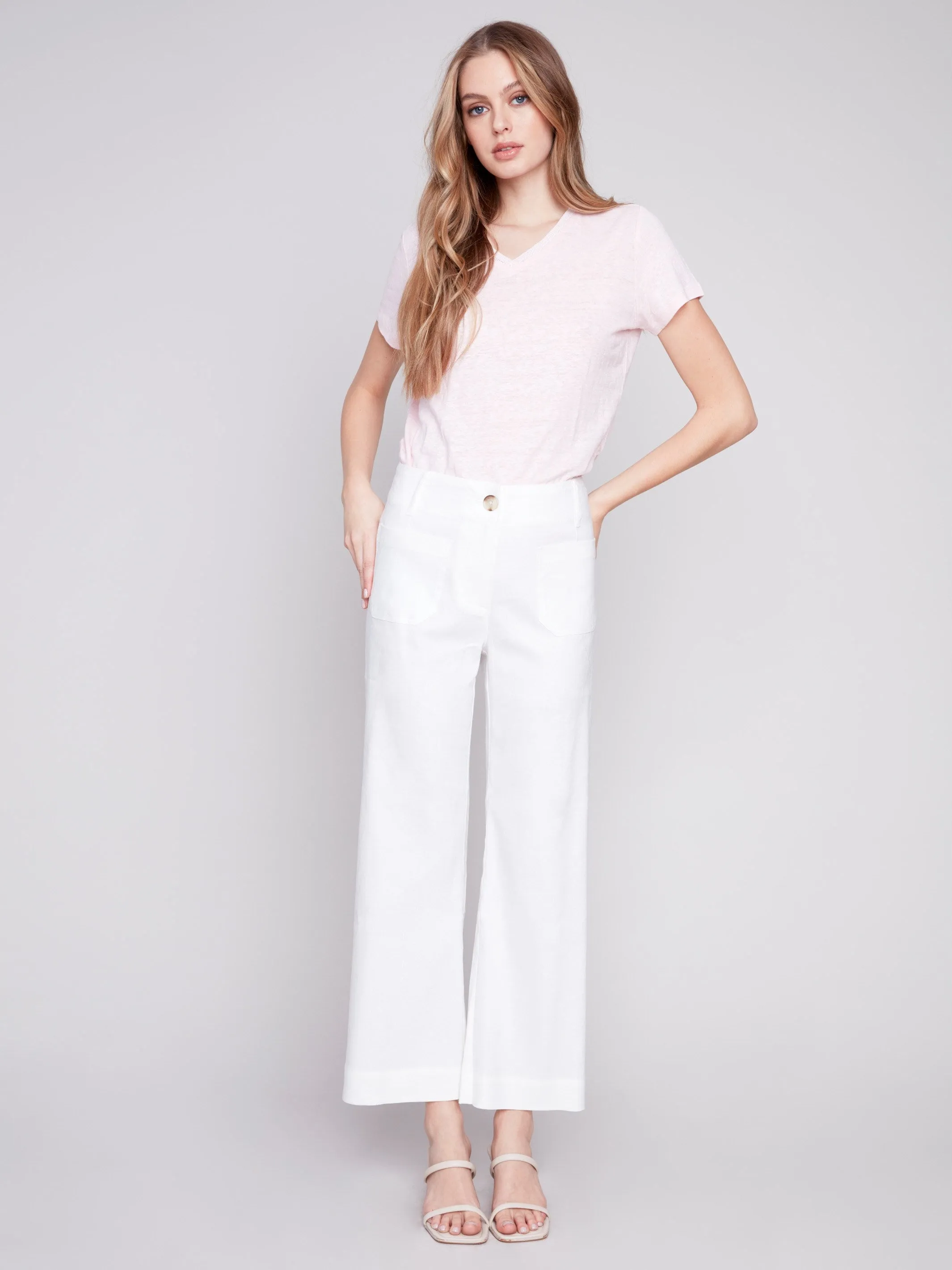 Cropped Linen Blend Pants - White sold by Charlie B product image thumbnail 5