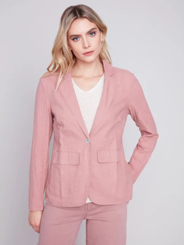 Light Linen Blend Blazer - Woodrose sold by Charlie B