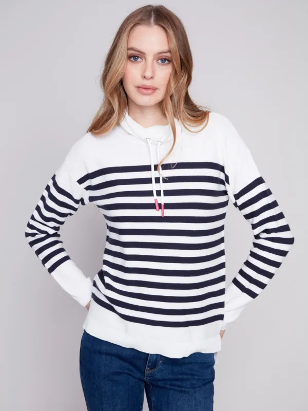 Ottoman Cotton Funnel Neck Sweater - Nautical sold by Charlie B