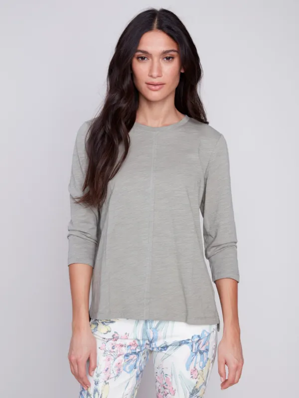 Organic Cotton Slub Knit Top - Celadon sold by Charlie B