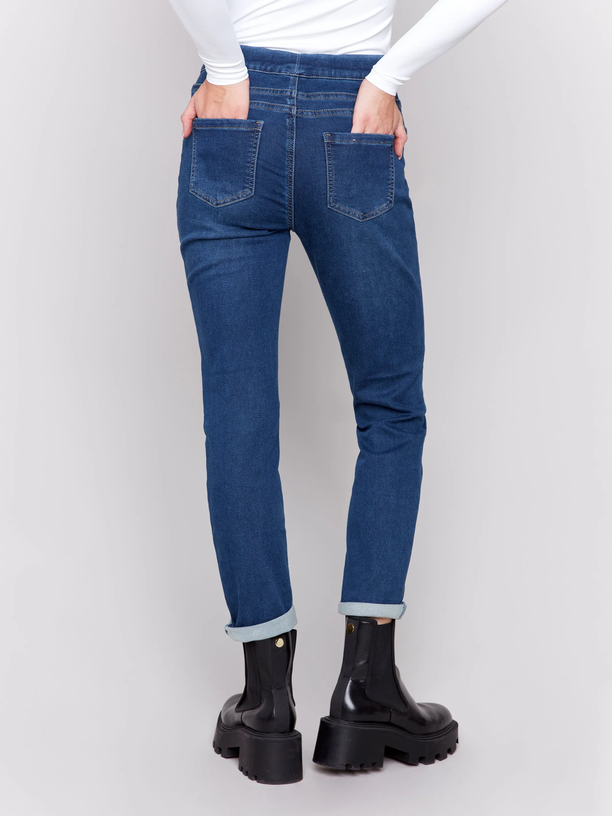 Knit Denim Jogger Pants - Indigo sold by Charlie B product image thumbnail 5