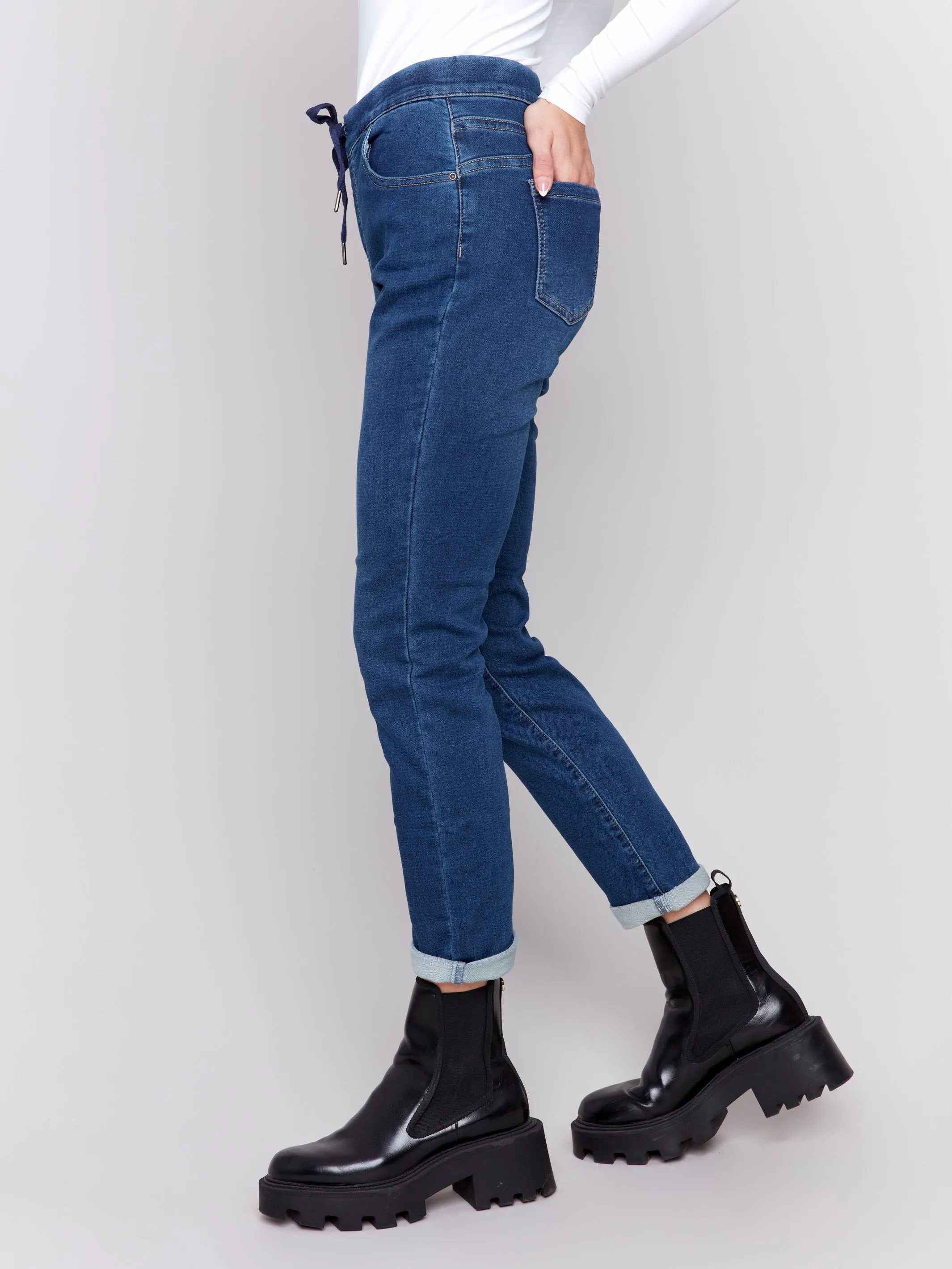 Knit Denim Jogger Pants - Indigo sold by Charlie B product image thumbnail 3