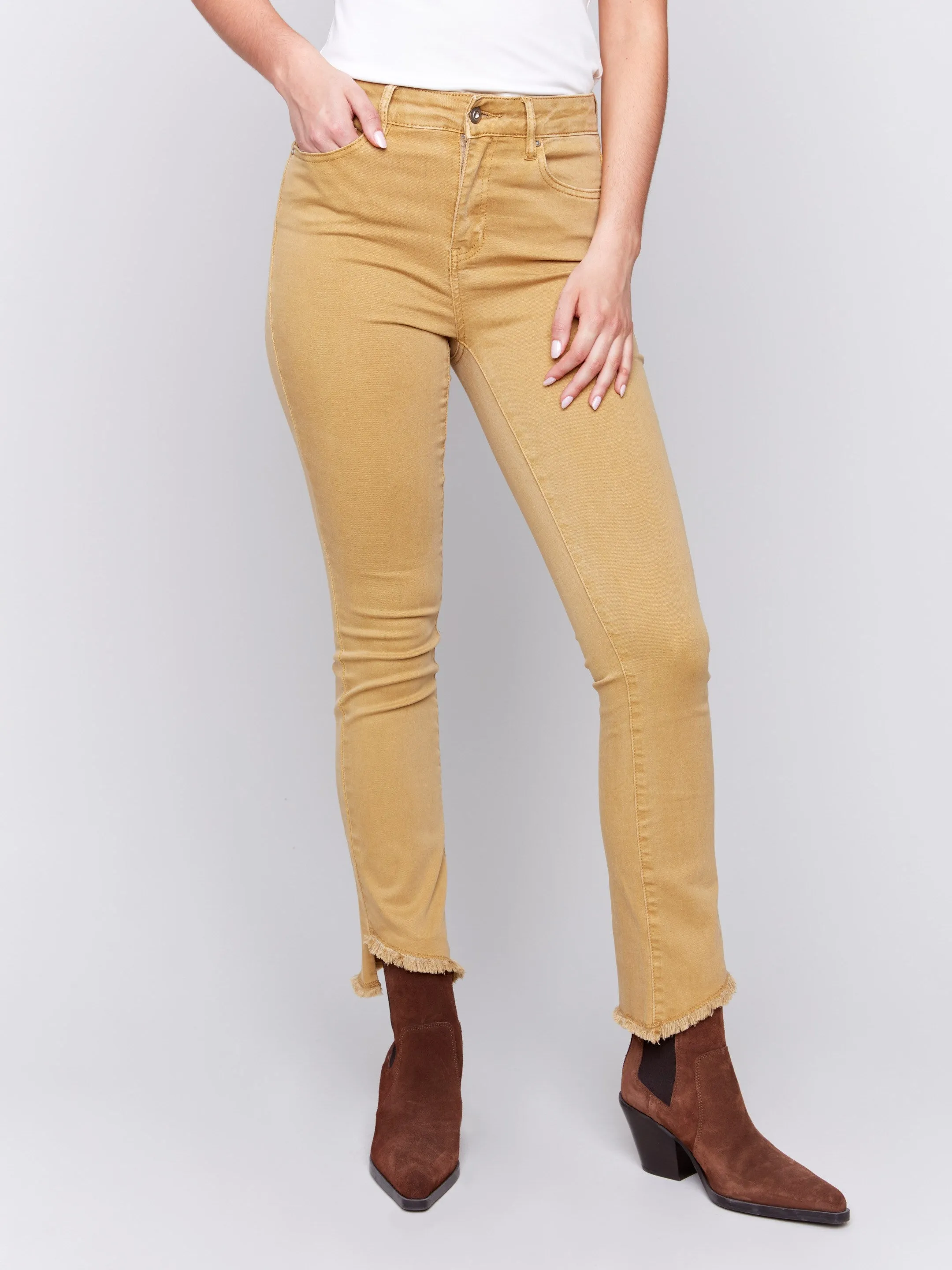 Bootcut Twill Pants with Asymmetrical Hem - Amber sold by Charlie B product image thumbnail 2