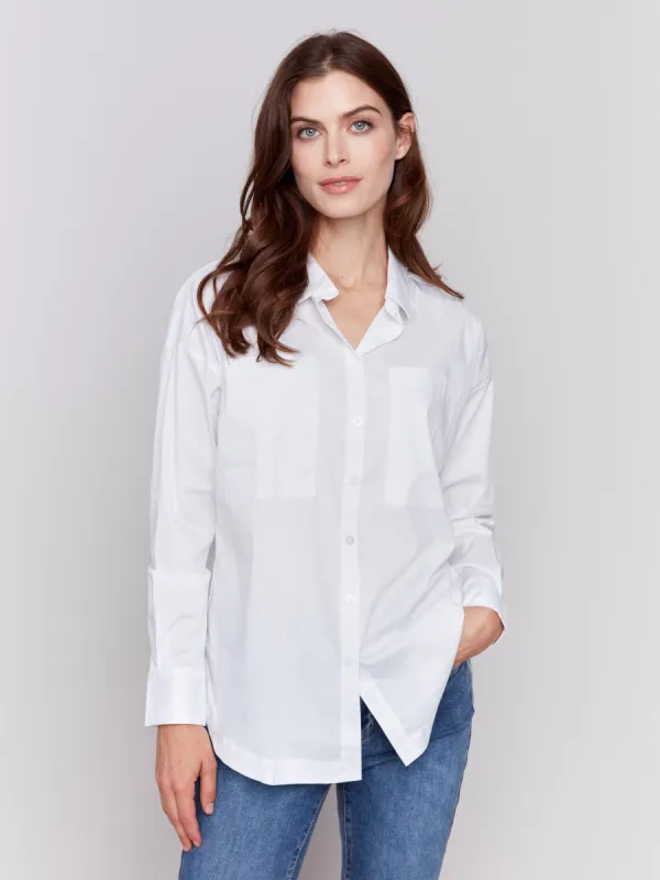 Loose Fit Poplin Shirt - White sold by Charlie B