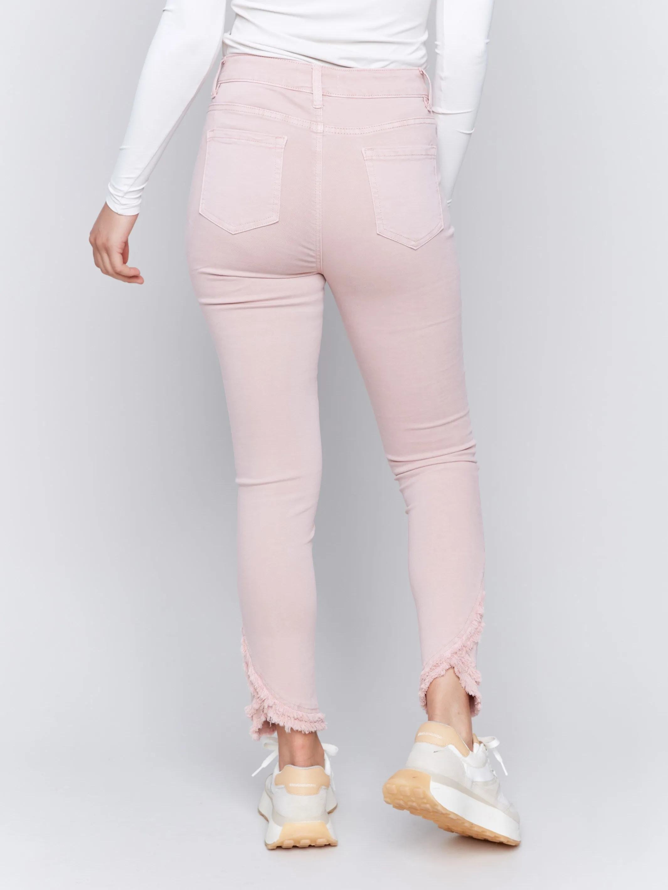 Slim Fit Twill Pants with Frayed Tulip Hem - Quartz sold by Charlie B product image thumbnail 4