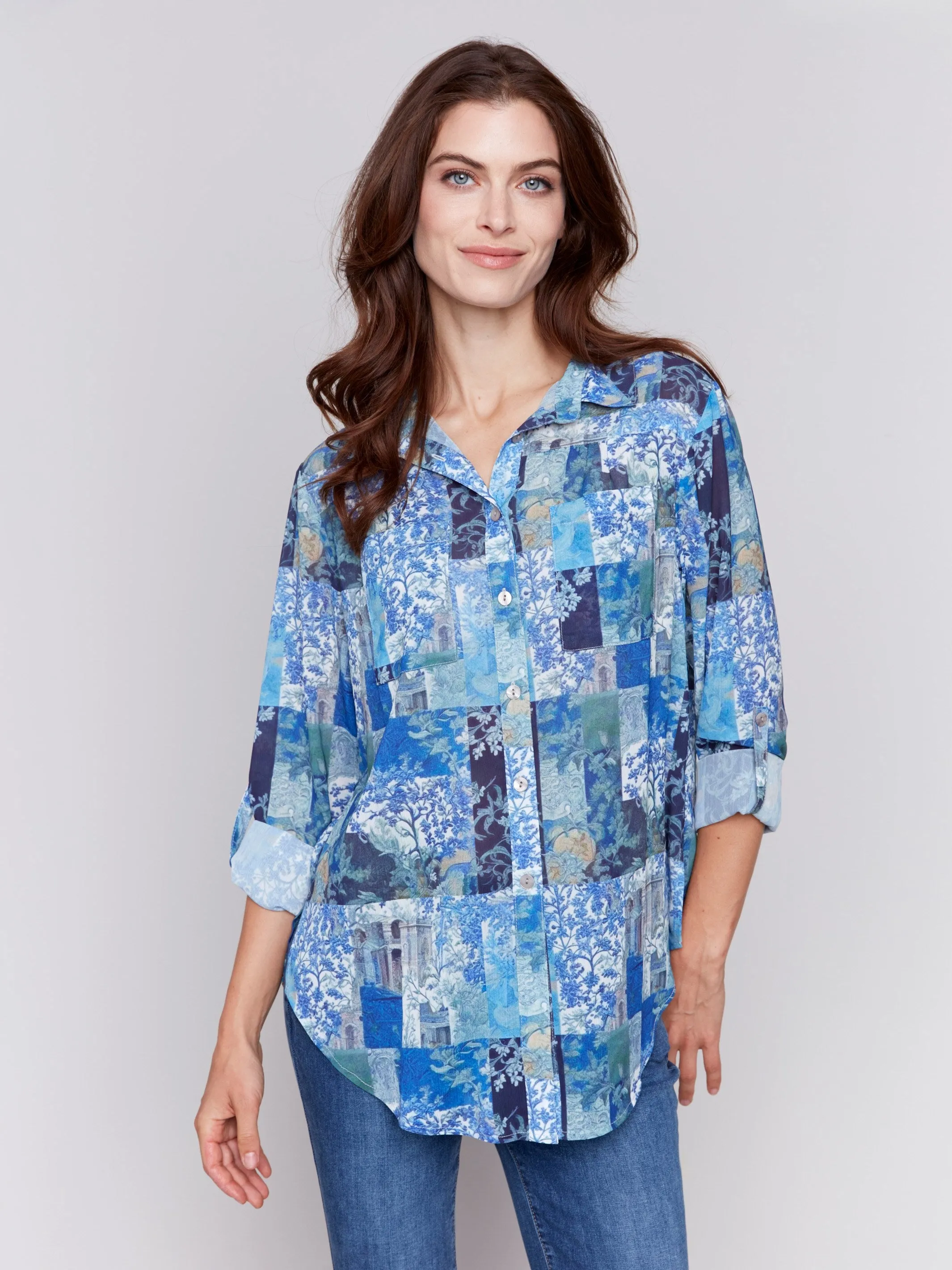 Printed Button-Front Blouse - Eden sold by Charlie B