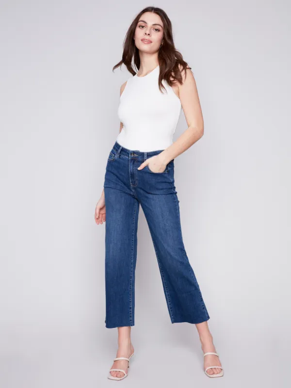 Flared Jeans with Raw Edge - Indigo sold by Charlie B