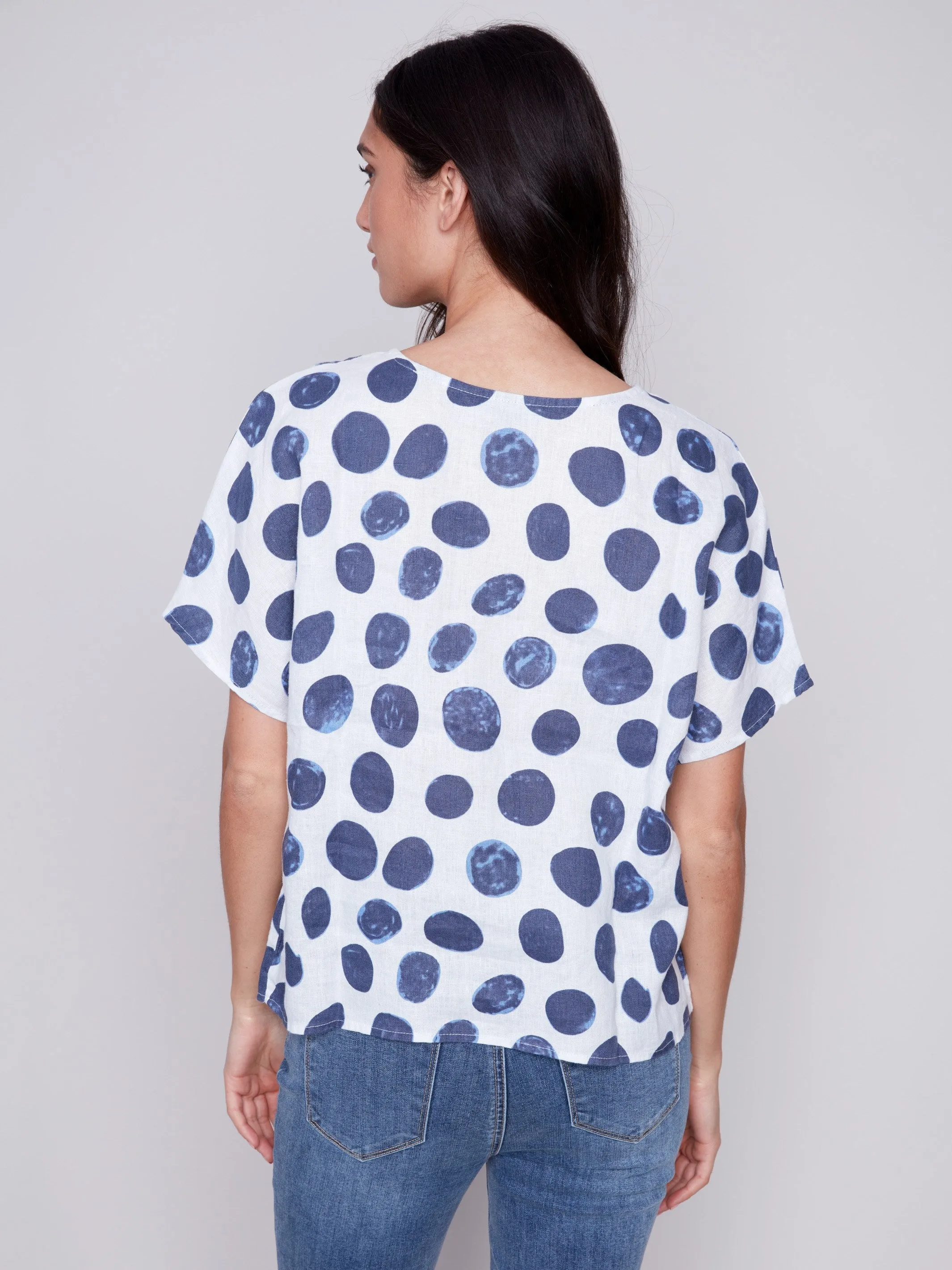 Printed Linen Dolman Top - Dots sold by Charlie B product image thumbnail 2