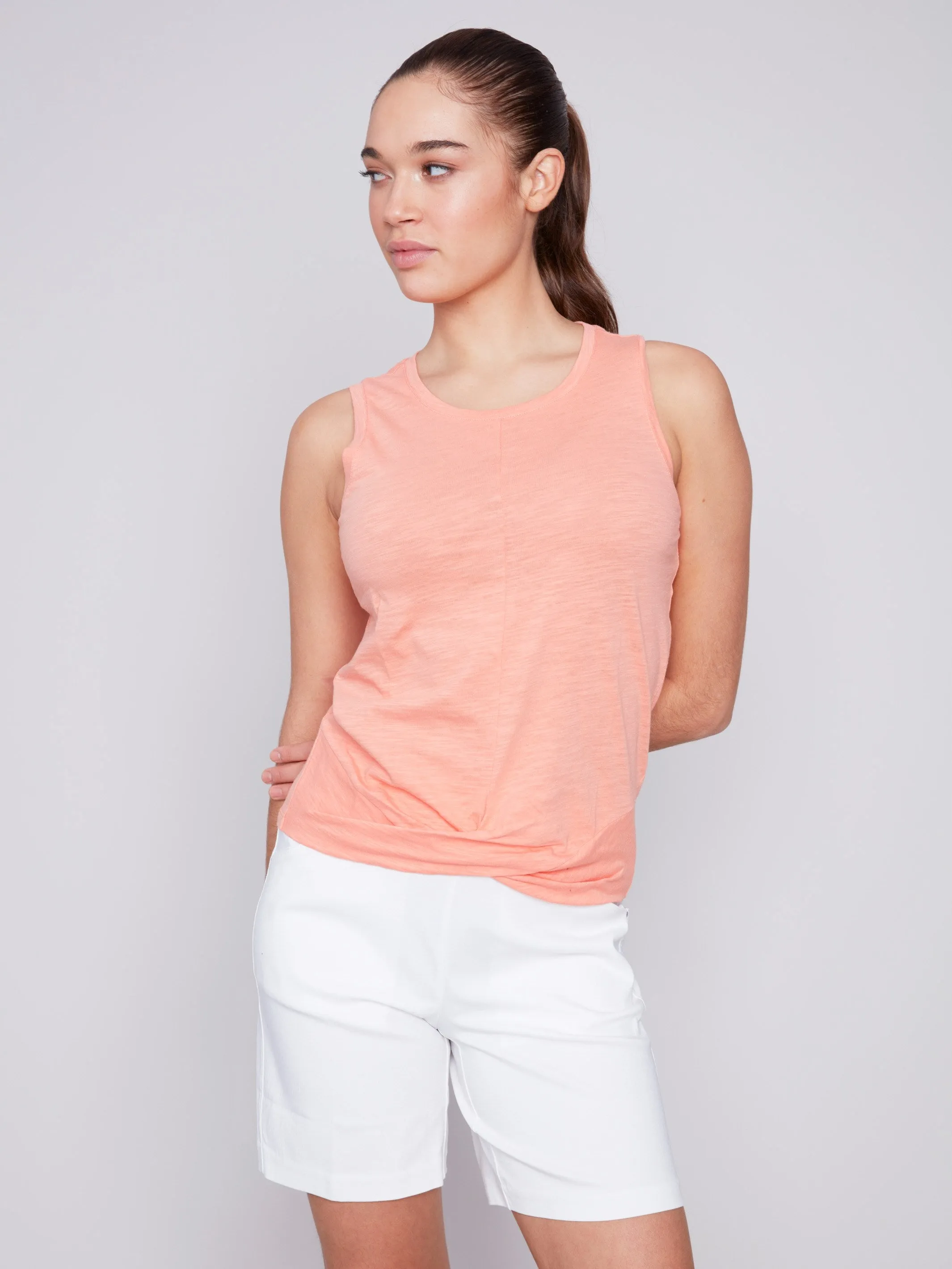 Organic Cotton Tank Top With Knot Detail - Tangerine sold by Charlie B product image thumbnail 5