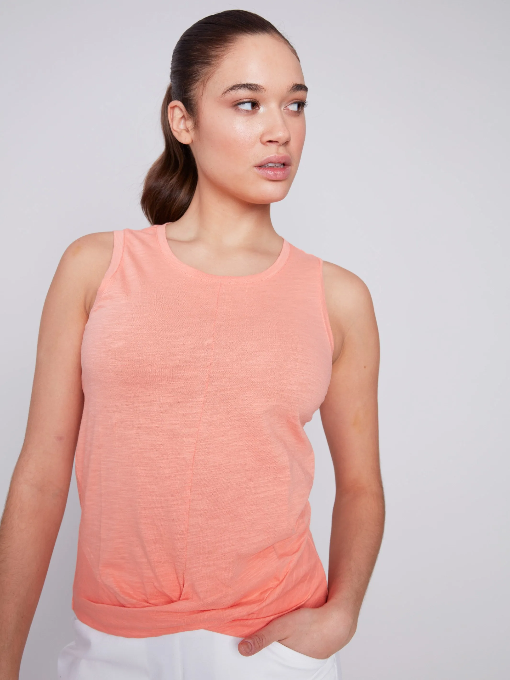 Organic Cotton Tank Top With Knot Detail - Tangerine sold by Charlie B product image thumbnail 4