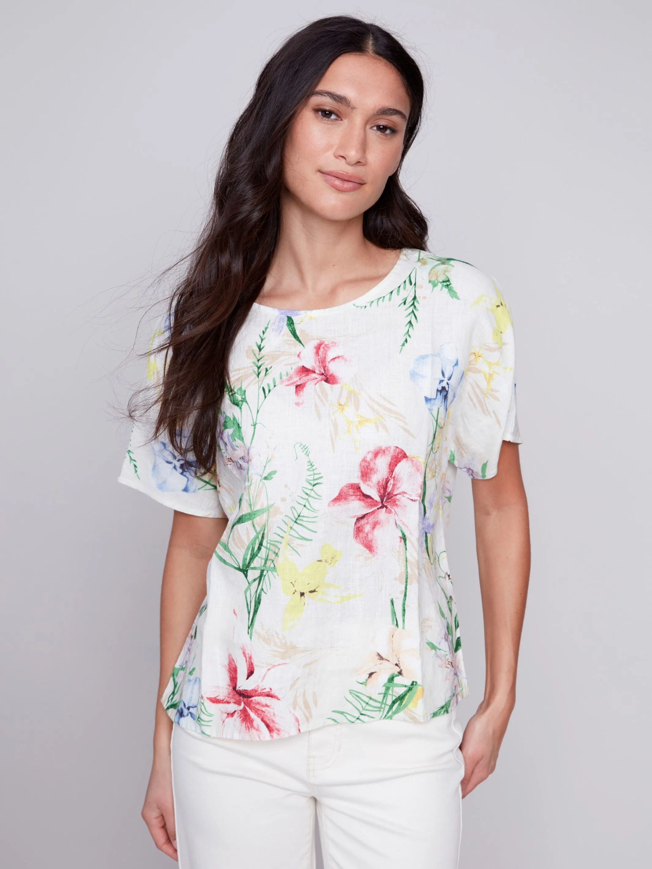 Printed Linen Dolman Top - Wildflower sold by Charlie B product image thumbnail 5