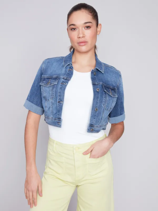 Cropped Jean Jacket - Medium Blue sold by Charlie B