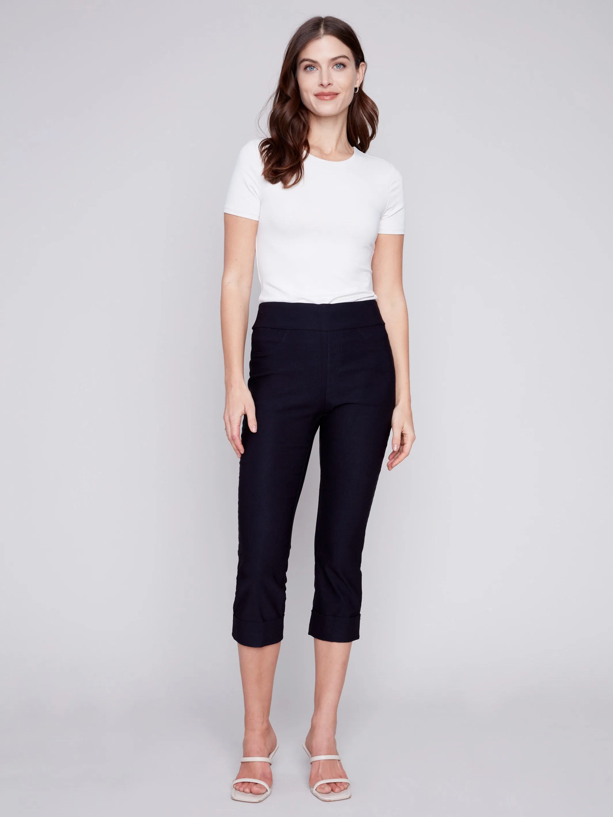 Stretch Pull-On Capri Pants - Black sold by Charlie B