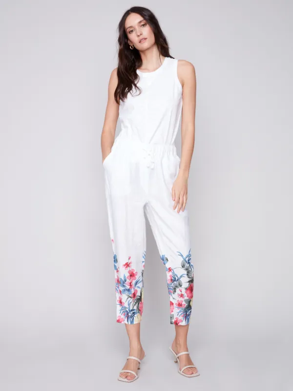 Printed Linen Pull-On Pants - Maui sold by Charlie B