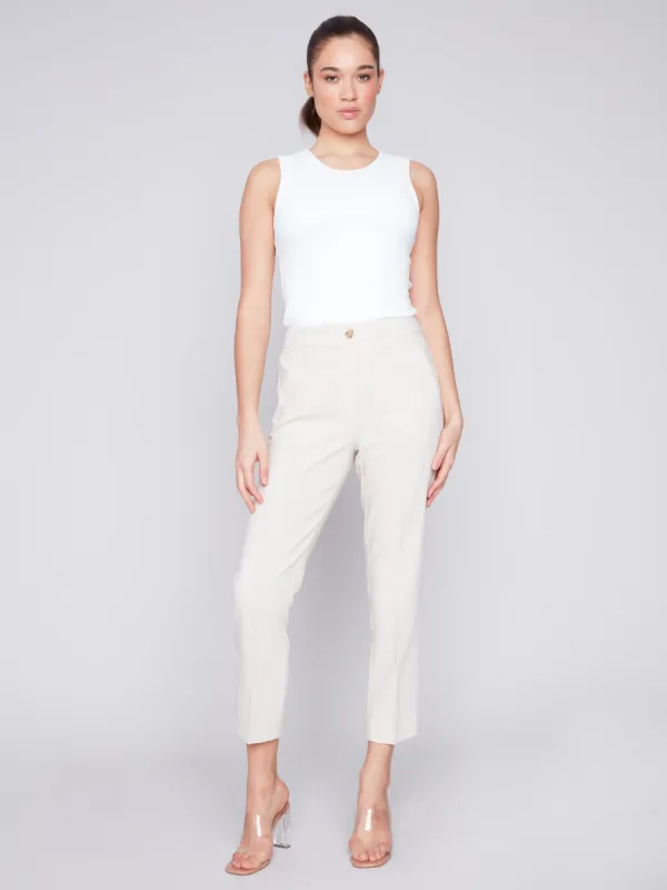Side Slit Tapered Pants - Beige sold by Charlie B