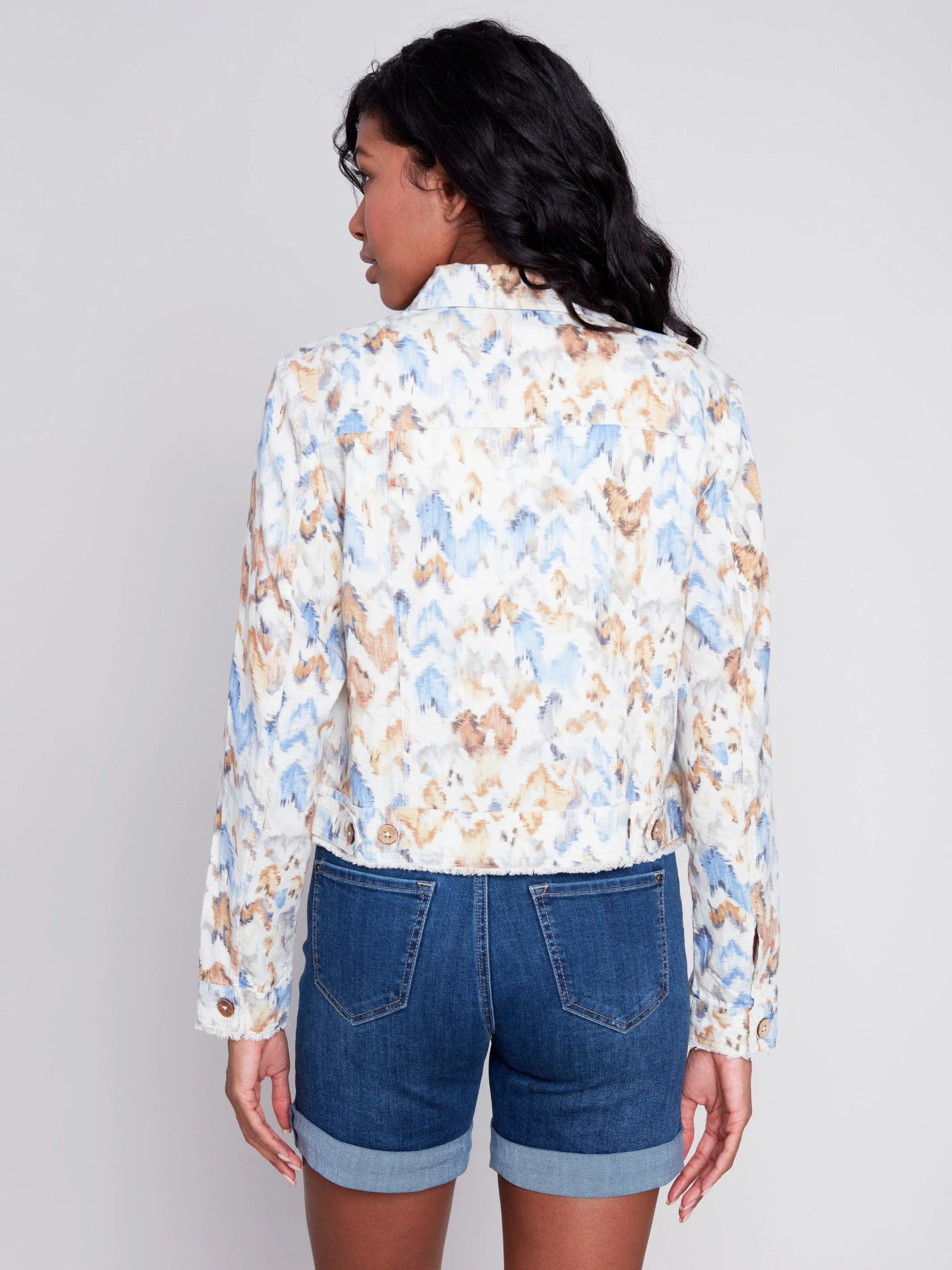 Printed Linen Blend Jacket - Seaside sold by Charlie B product image thumbnail 4