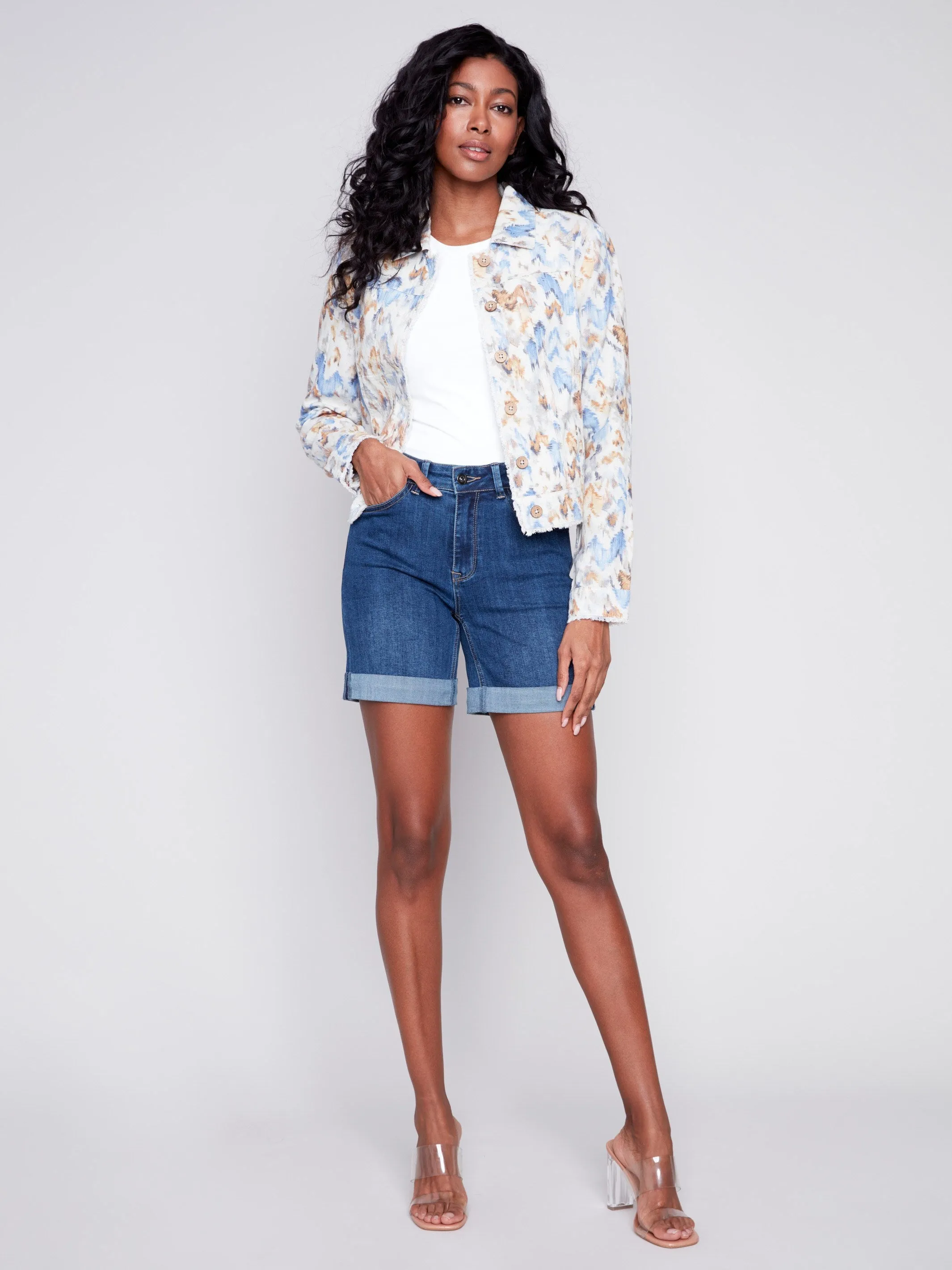 Printed Linen Blend Jacket - Seaside sold by Charlie B product image thumbnail 2