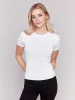 Short-Sleeved Super Stretch Top - White sold by Charlie B