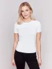Short-Sleeved Super Stretch Top - White sold by Charlie B