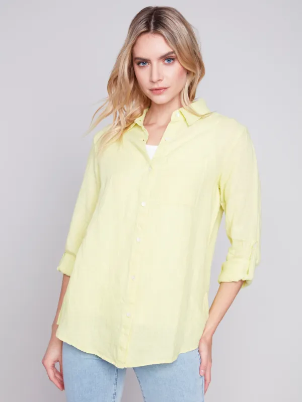 Long Linen Shirt - Anise sold by Charlie B