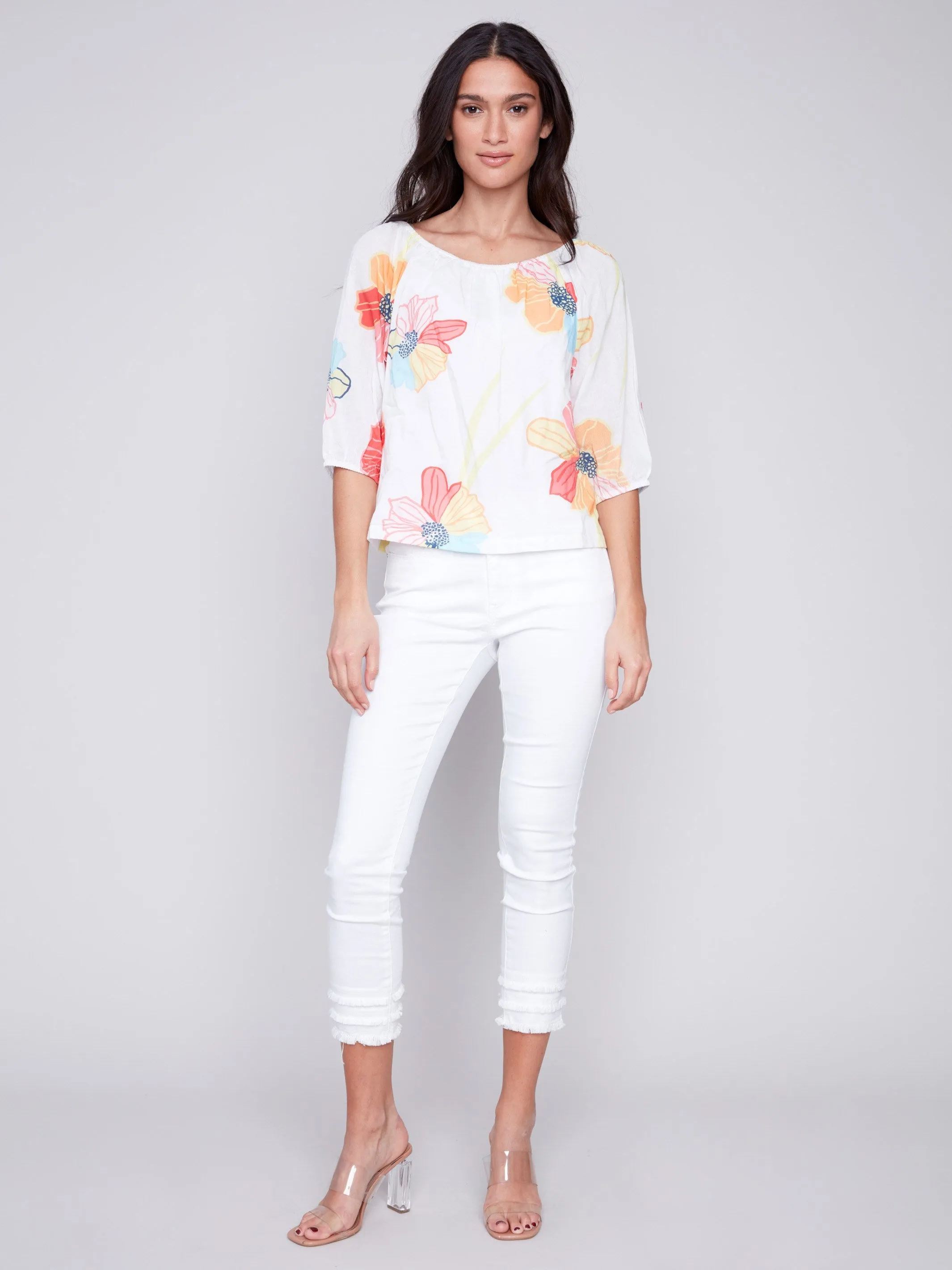 Off-The-Shoulder Cotton Blouse - Flowers sold by Charlie B product image thumbnail 5
