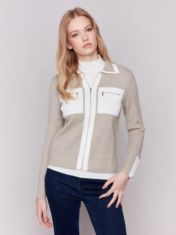 Short Gutsy Knit Jacket - Almond sold by Charlie B