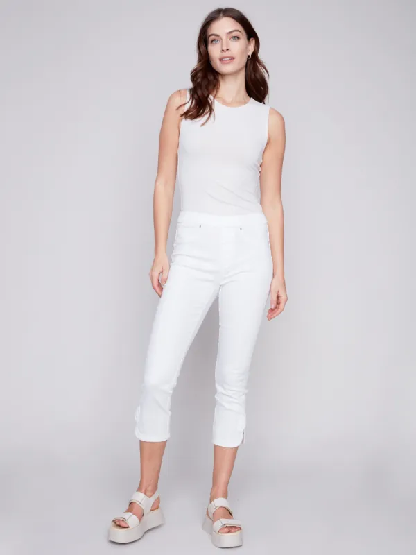 Pull-On Jeans with Bow Detail - White sold by Charlie B
