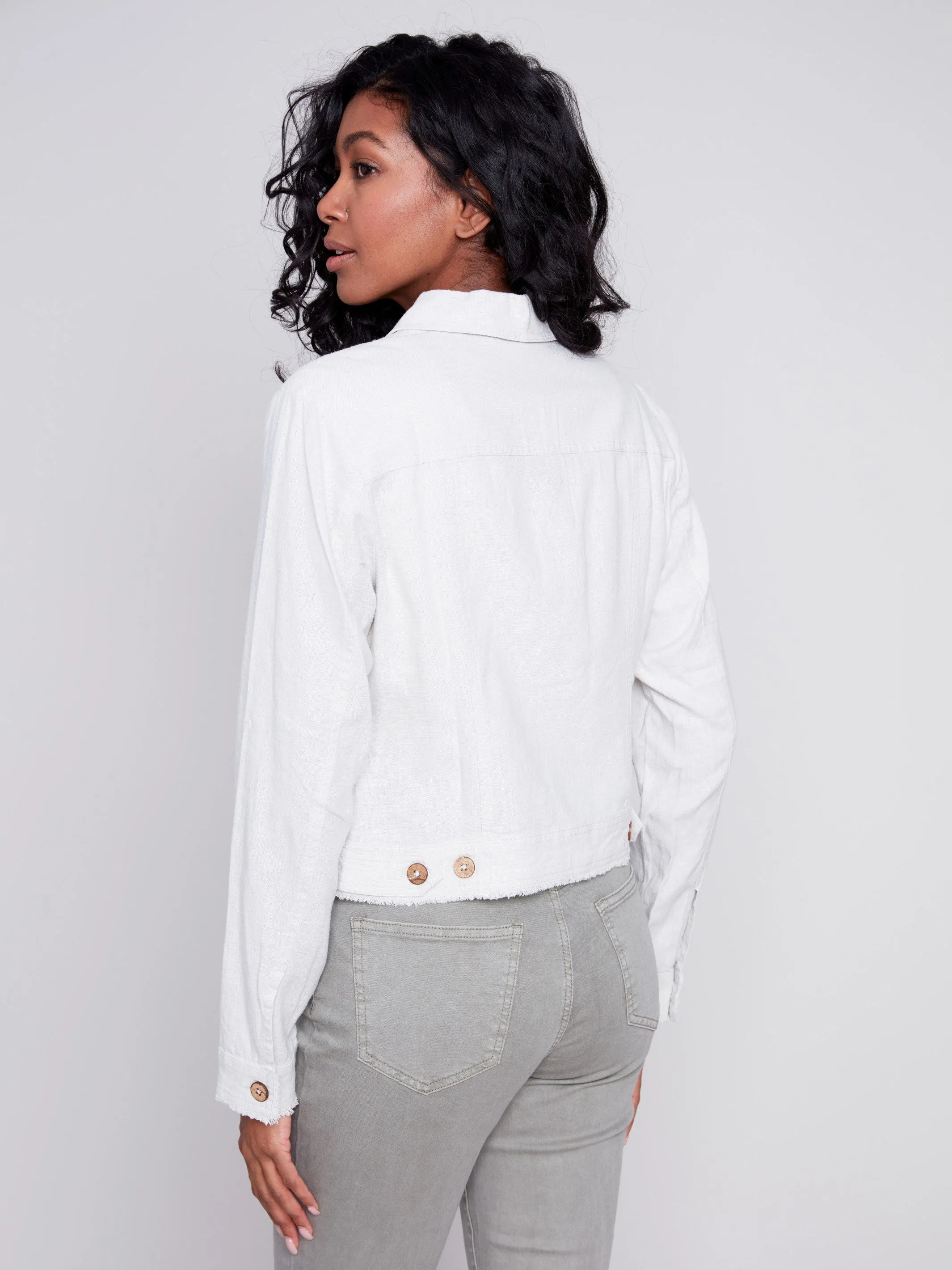 Linen Blend Jacket - Natural sold by Charlie B product image thumbnail 5