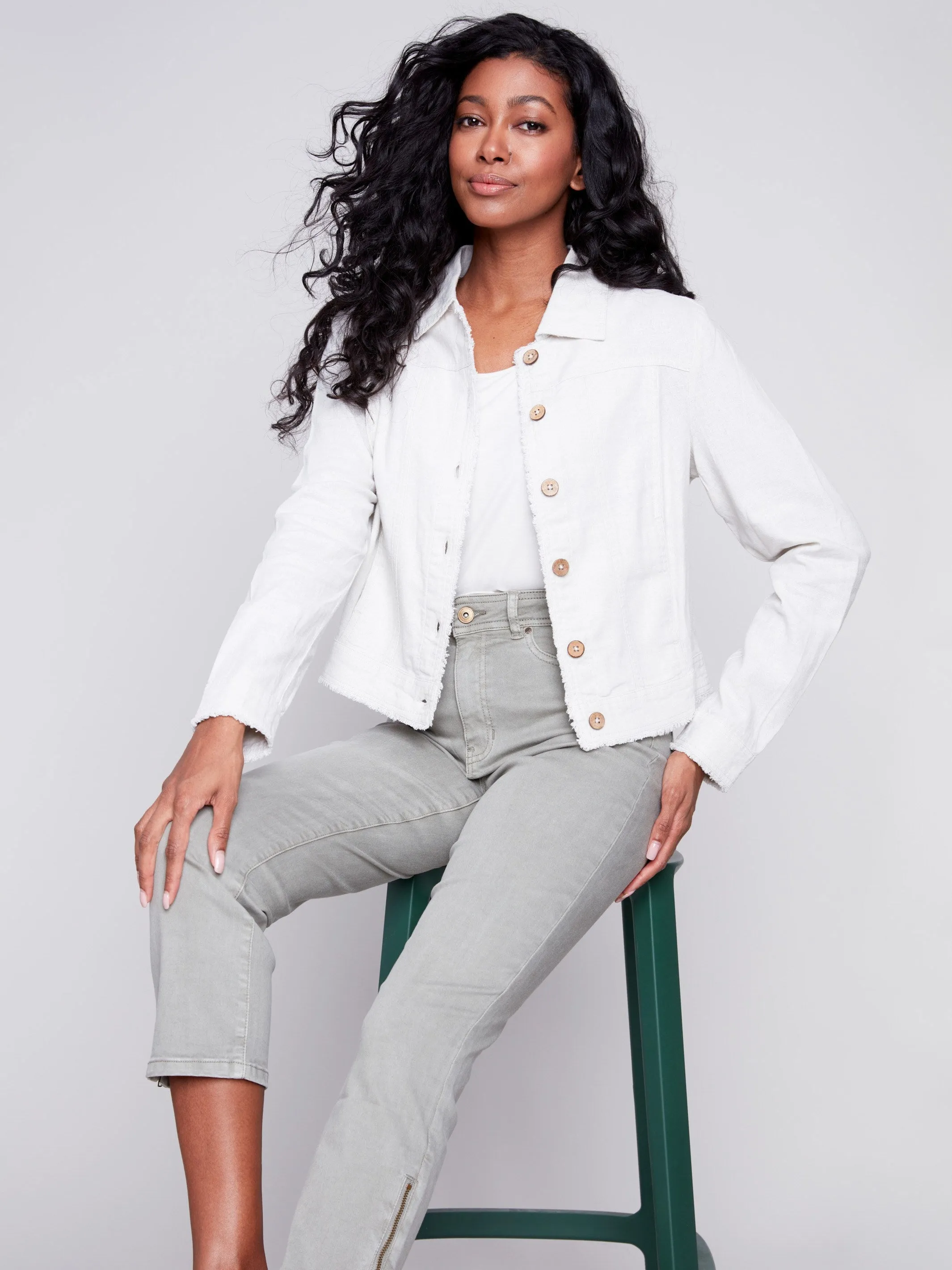 Linen Blend Jacket - Natural sold by Charlie B product image thumbnail 2