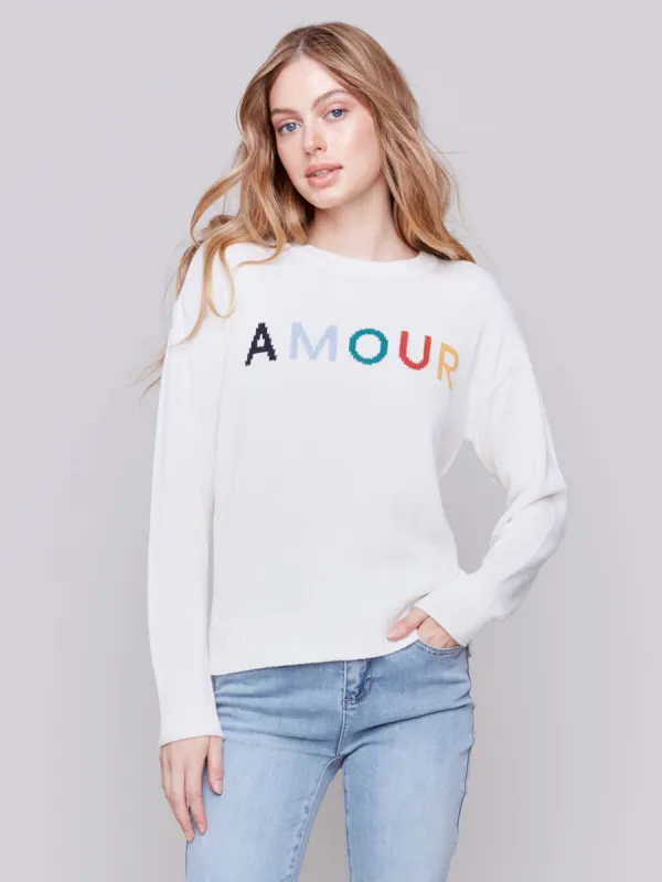 Cotton Blend Amour Sweater - Ecru sold by Charlie B