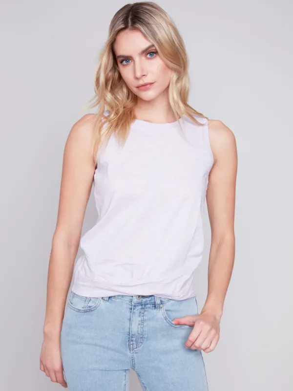Organic Cotton Tank Top with Knot Detail - Lavender sold by Charlie B