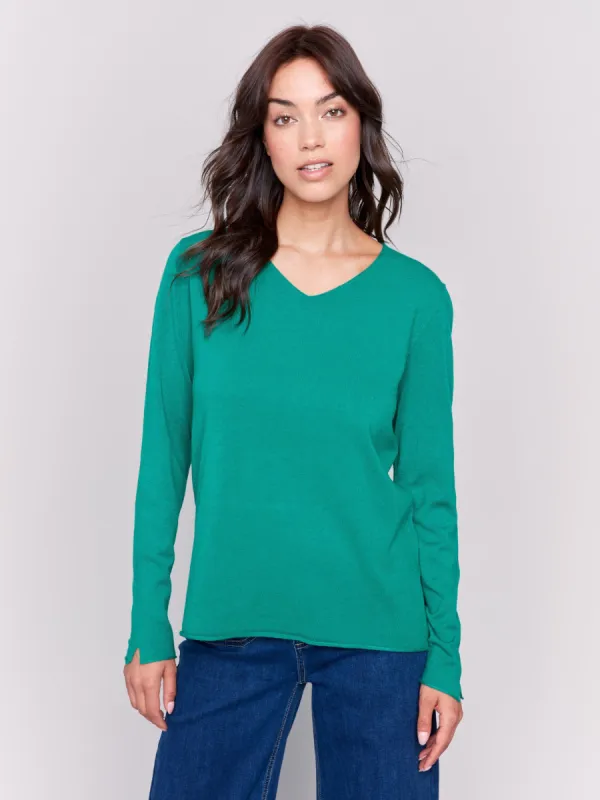 Basic V-Neck Sweater - Forest sold by Charlie B