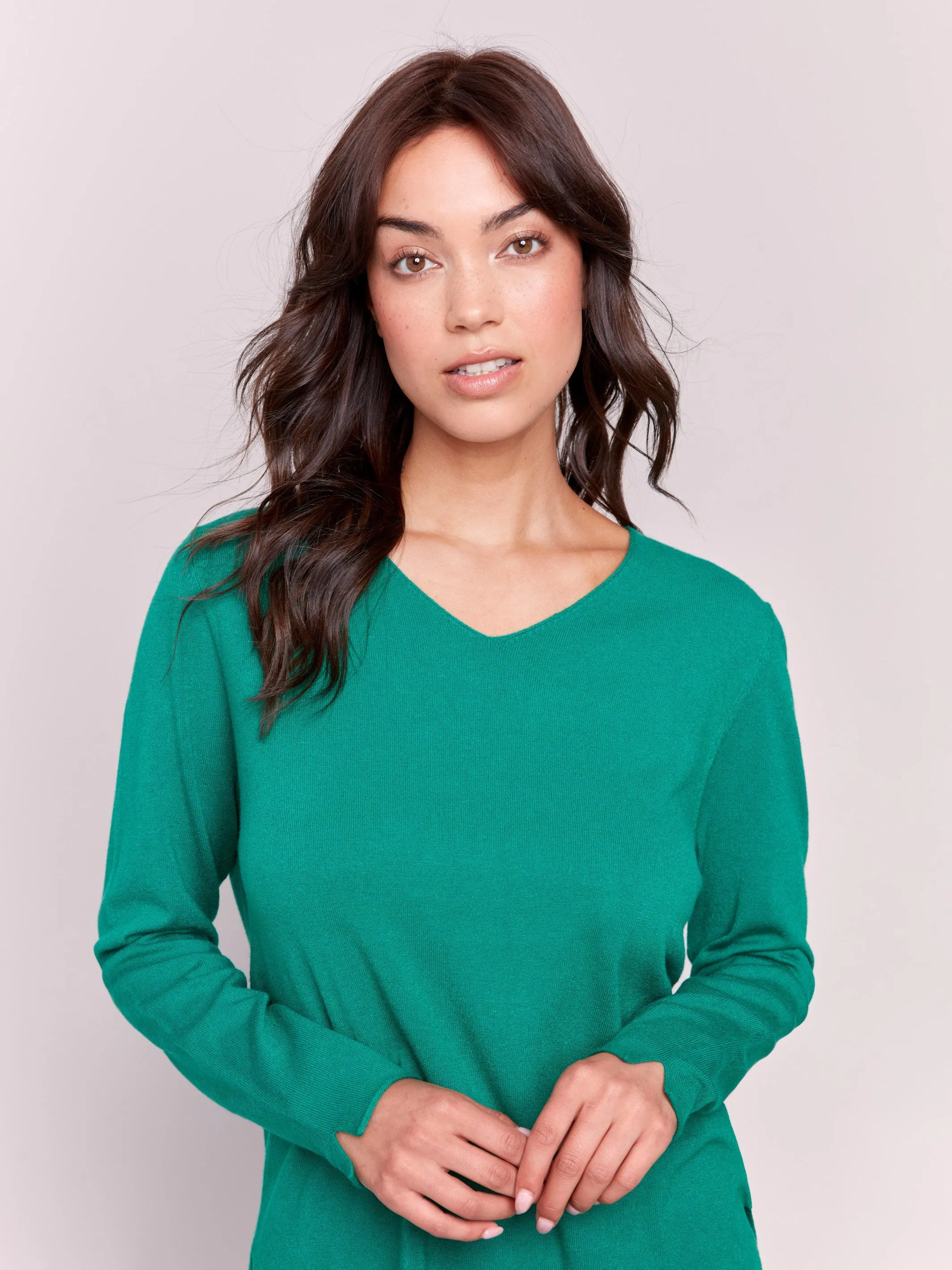 Basic V-Neck Sweater - Forest sold by Charlie B product image thumbnail 2