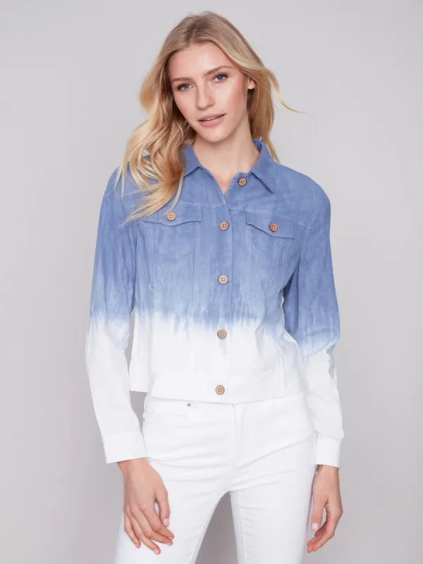 Dip Dye Linen Blend Jacket - Blue sold by Charlie B