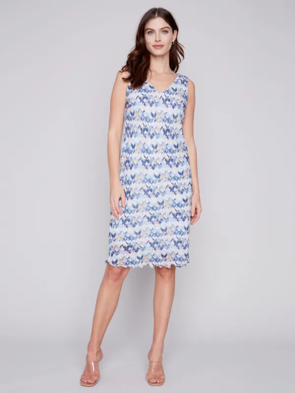 Sleeveless Printed Cotton Gauze Dress - Abstract sold by Charlie B