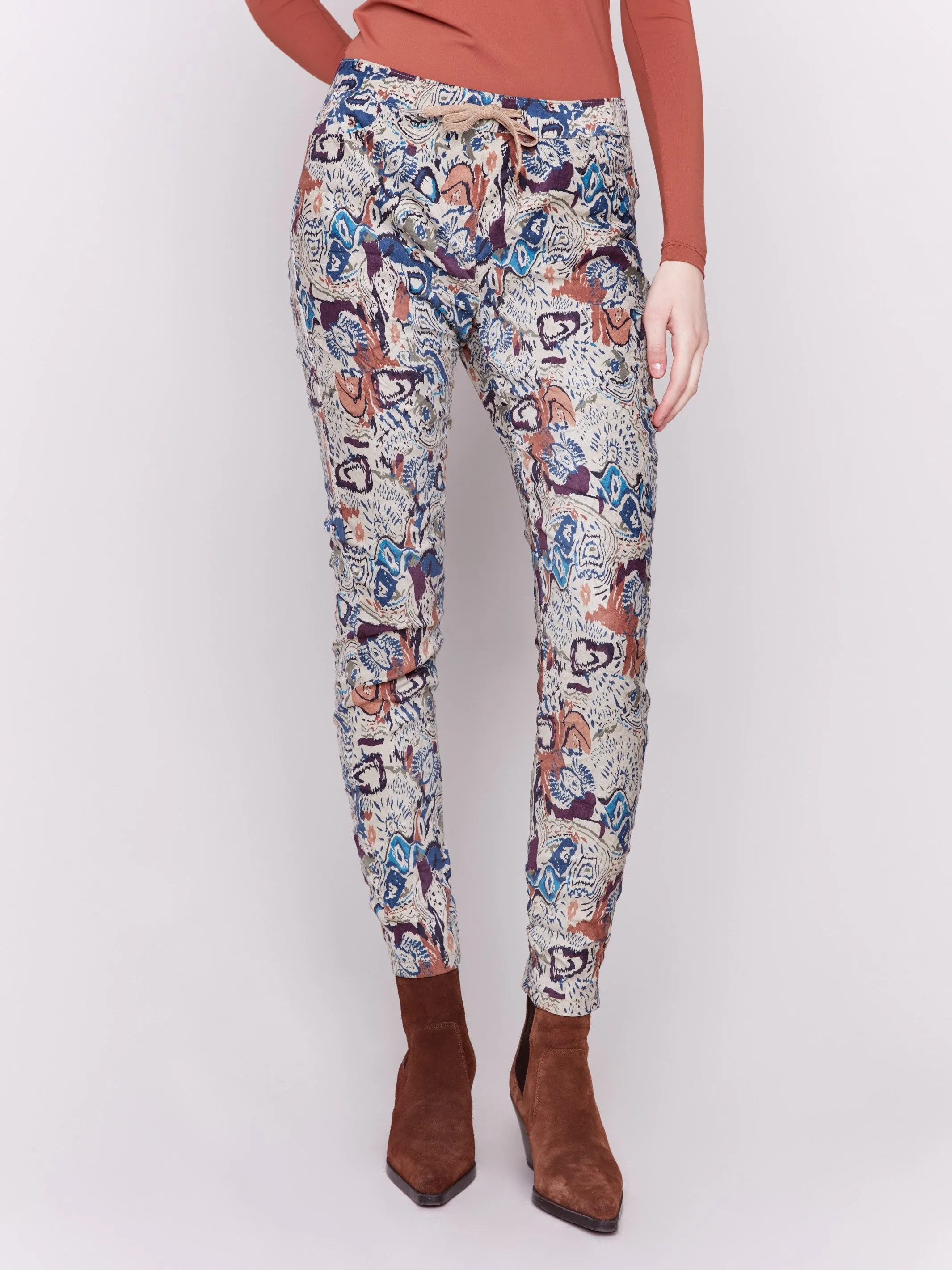 Printed Suede Crinkle Jogger Pants - Multicolor sold by Charlie B product image thumbnail 2