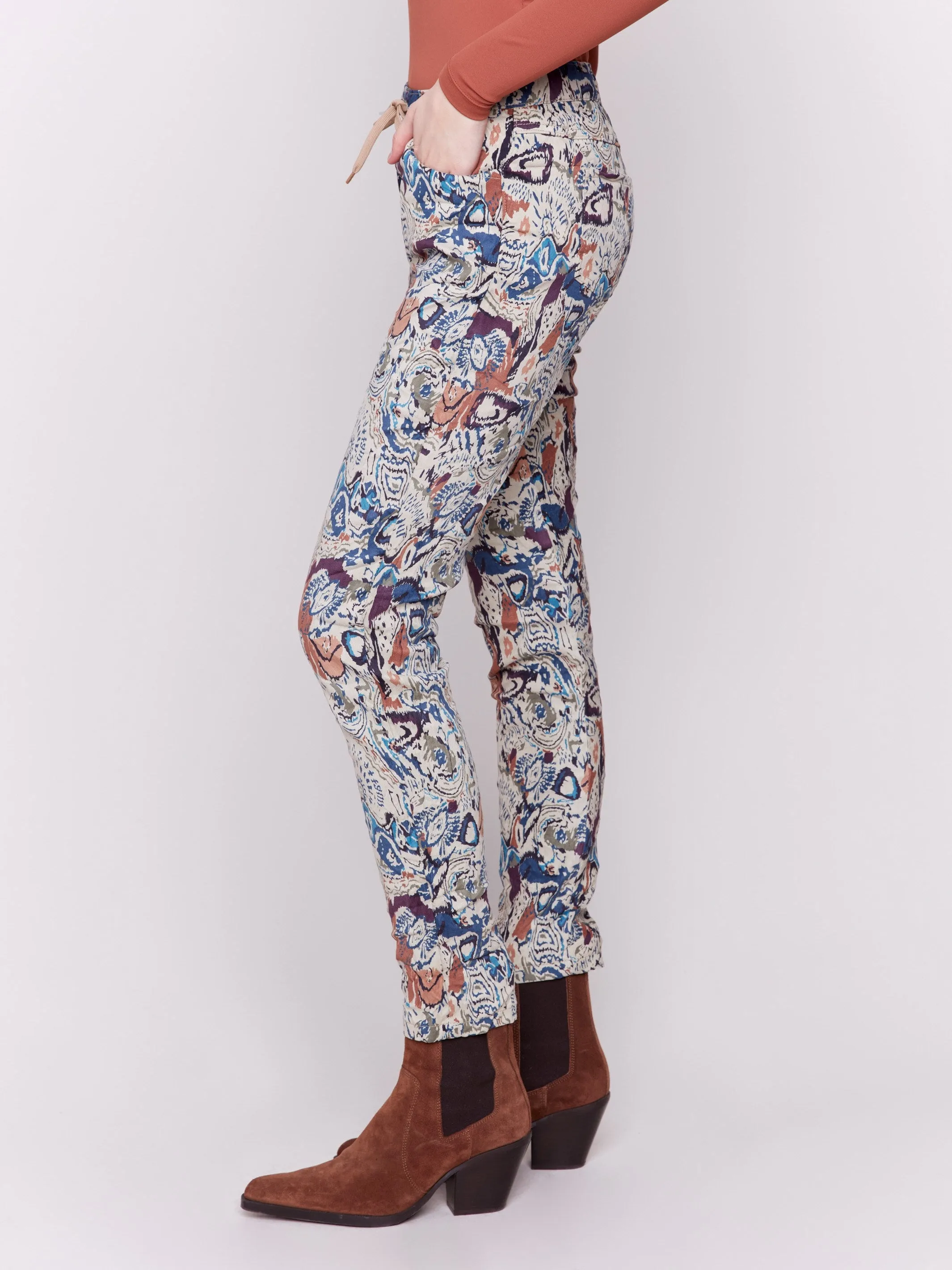 Printed Suede Crinkle Jogger Pants - Multicolor sold by Charlie B product image thumbnail 3