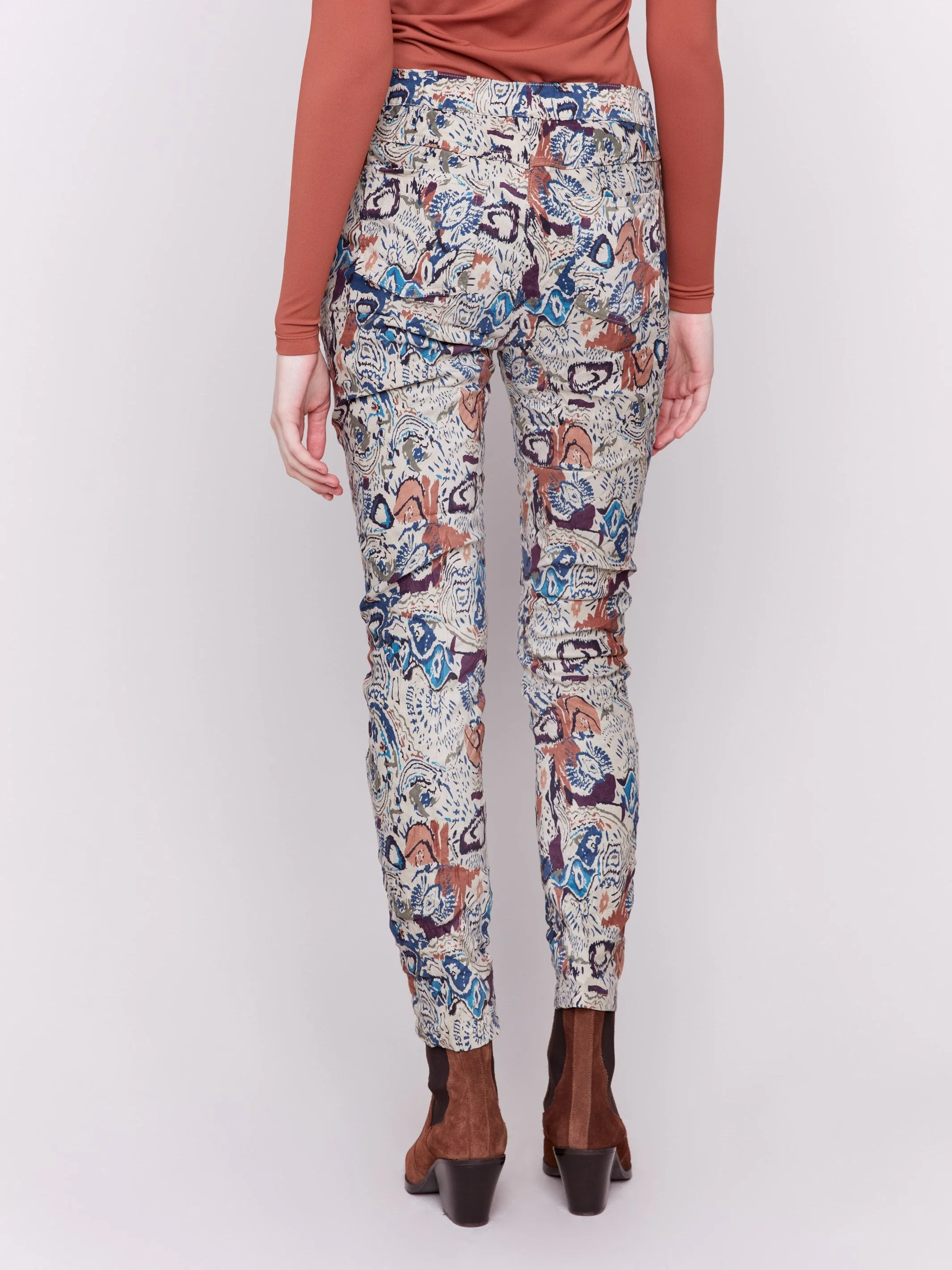 Printed Suede Crinkle Jogger Pants - Multicolor sold by Charlie B product image thumbnail 4