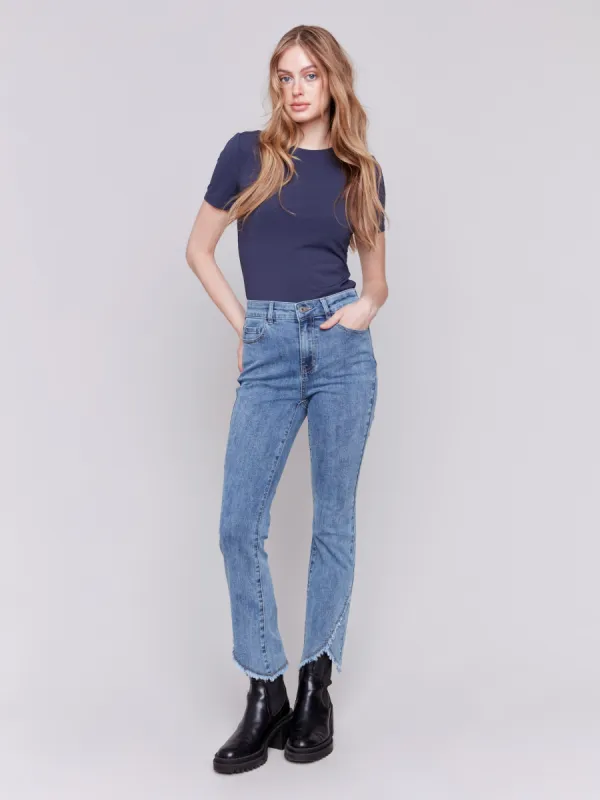 Front Tulip Hem Jeans - Medium Blue sold by Charlie B