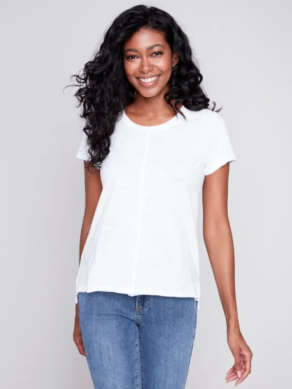 Organic Cotton Slub Knit T-Shirt - White made by Charlie B