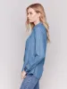 Embroidered Cuff Tencel Shirt - Denim sold by Charlie B