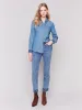 Embroidered Cuff Tencel Shirt - Denim sold by Charlie B