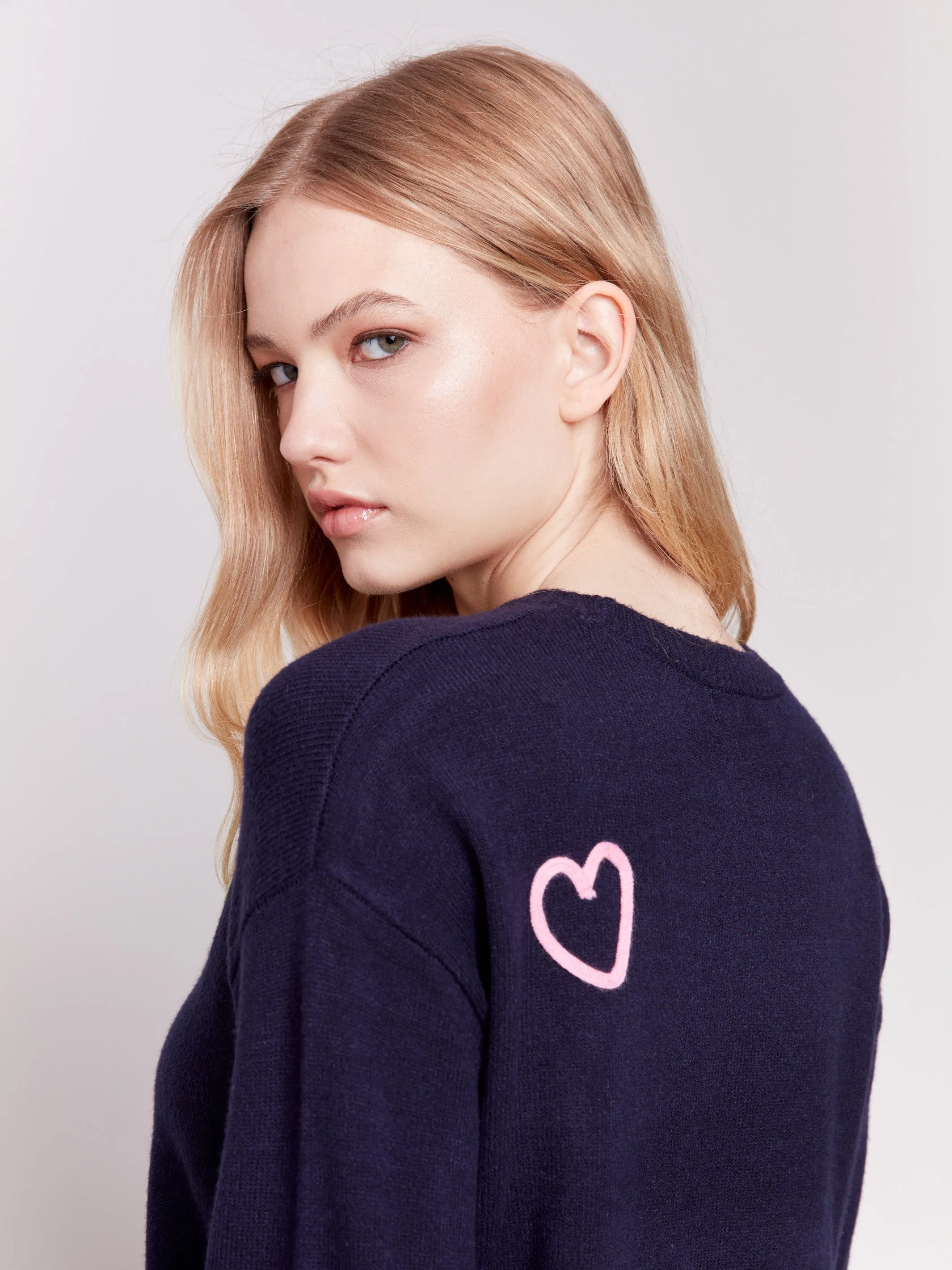 Sweater with Embroidered Hearts - Navy sold by Charlie B product image thumbnail 5