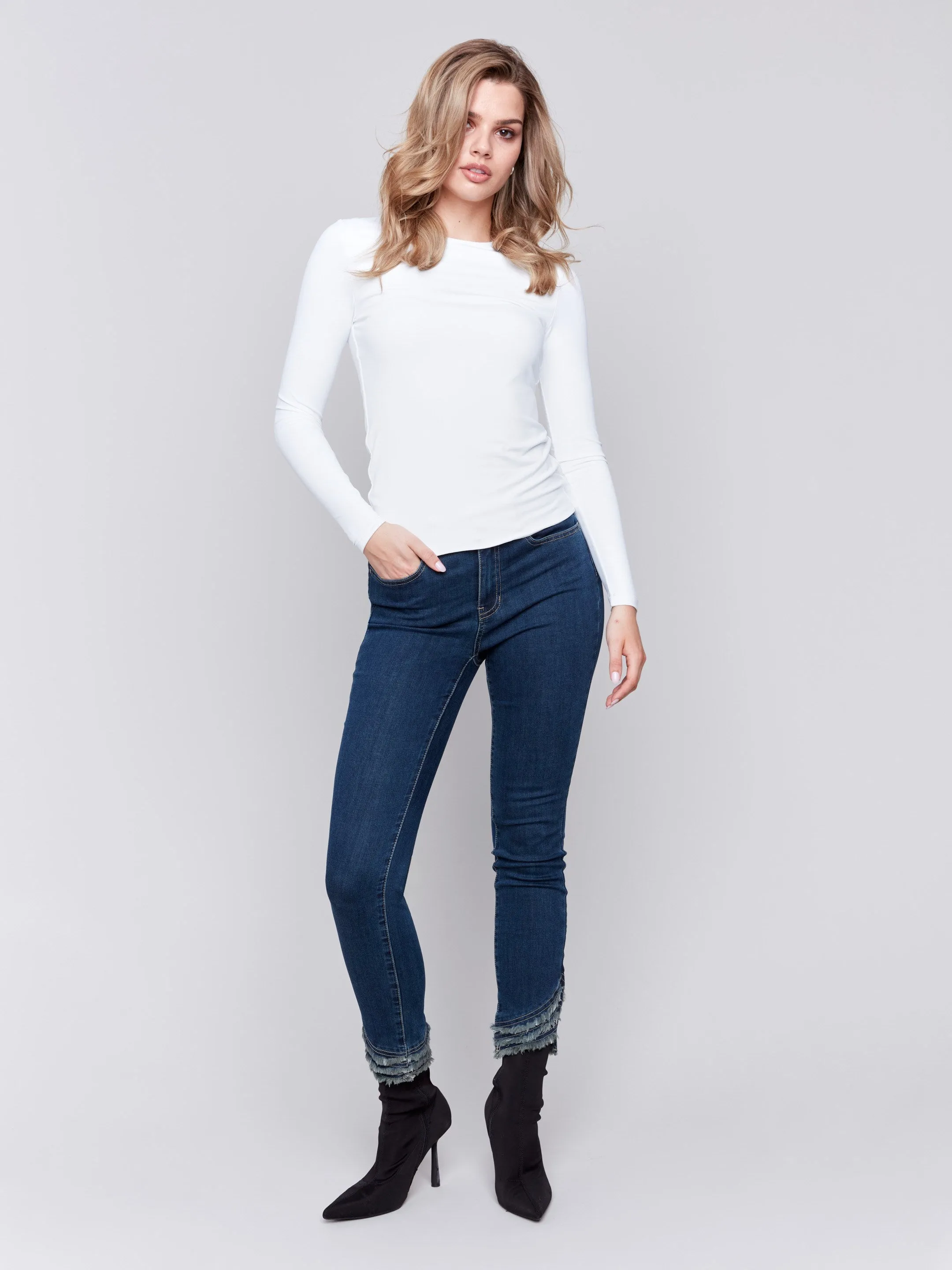 Long Sleeve Super Stretch Top - White sold by Charlie B product image thumbnail 2