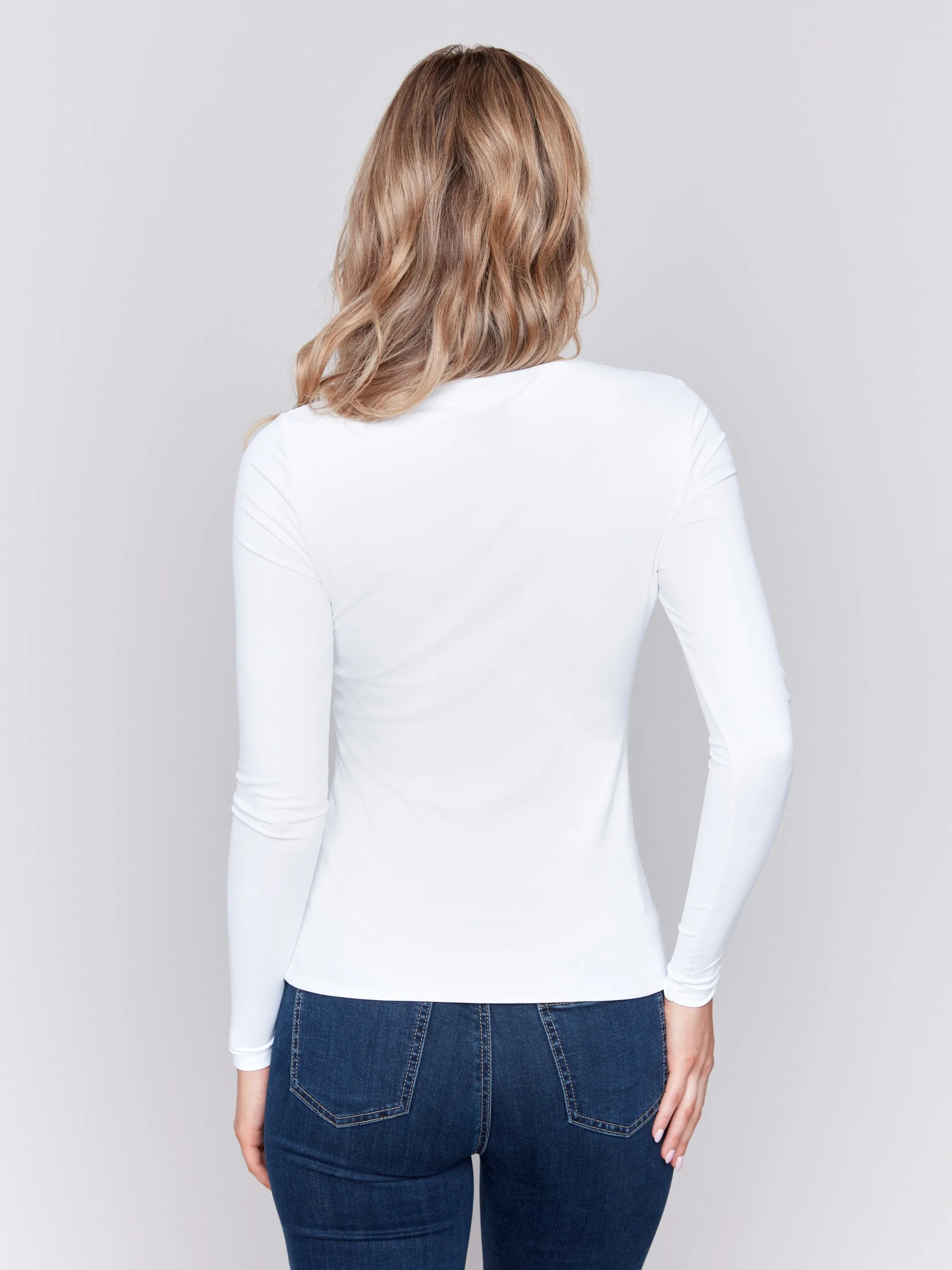Long Sleeve Super Stretch Top - White sold by Charlie B product image thumbnail 4