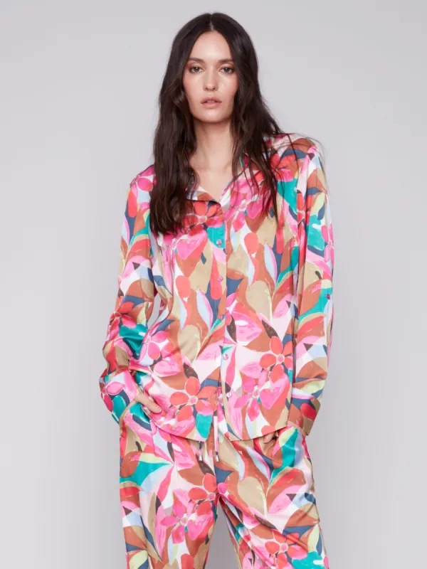 Printed Satin Shirt - Flora sold by Charlie B