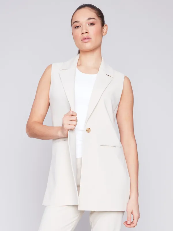 Tailored Blazer Vest - Beige sold by Charlie B