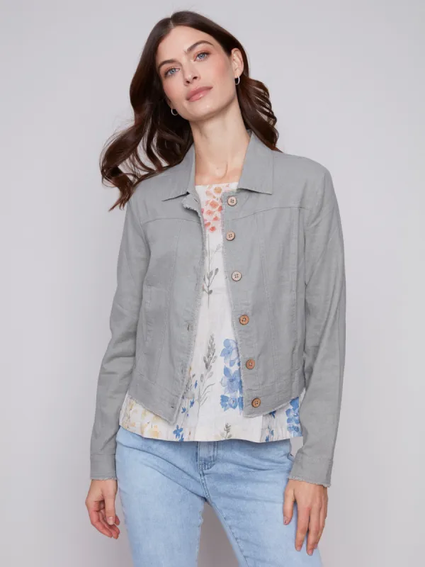 Linen Blend Jacket - Celadon sold by Charlie B